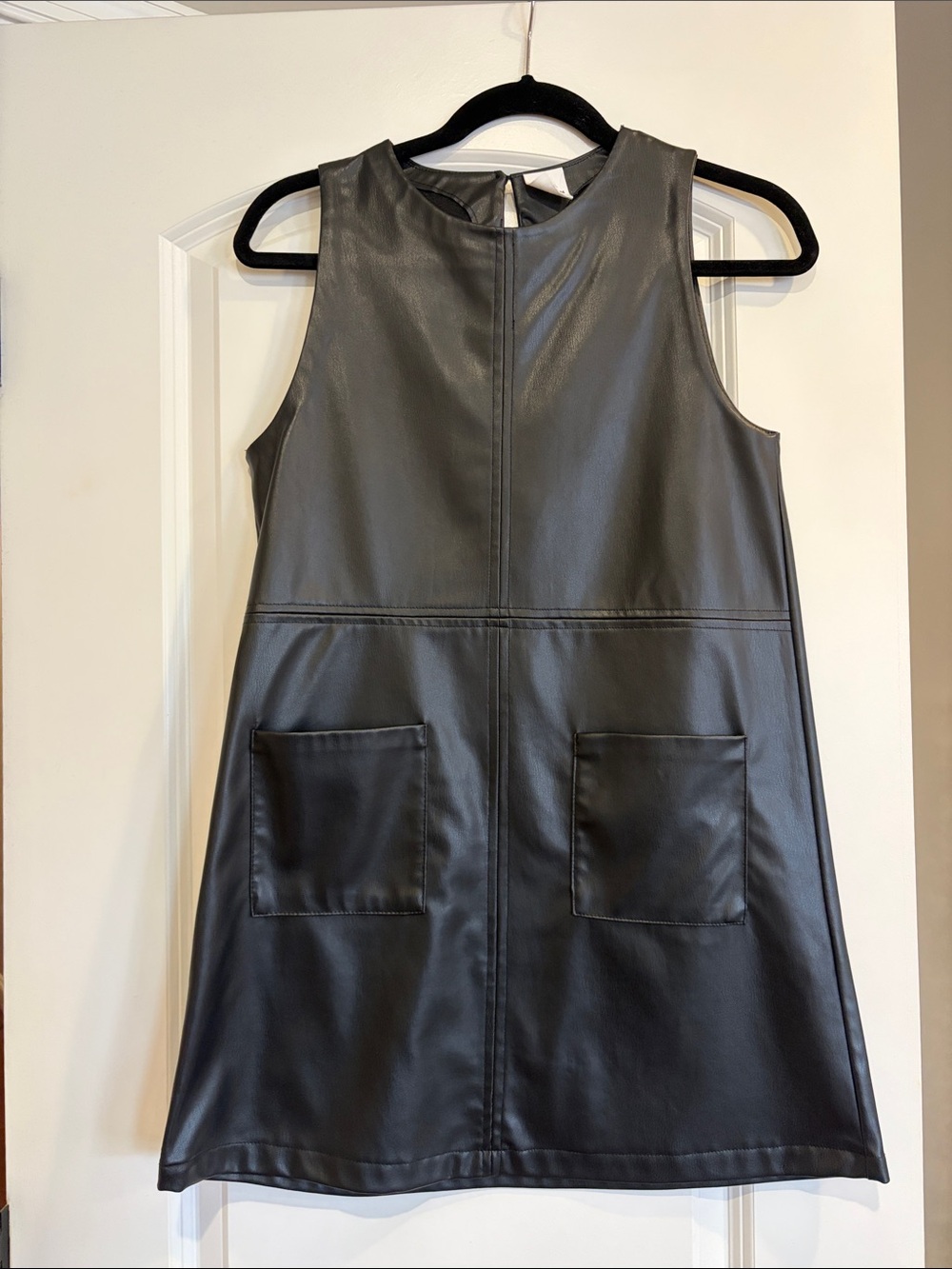 Zara Sleeveless Black Faux Leather A-Line Dress